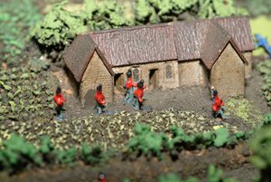 Diorama bitvy u Waterloo zobrazující jednotky umístěné 18. června 1815 v 19:45 (kombinovaná média) (podrobnosti)